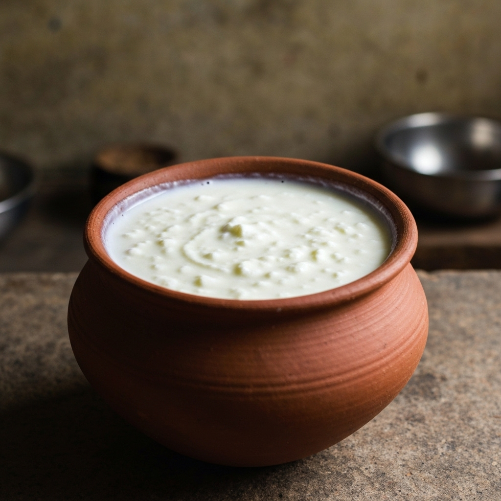 Fresh curd (dahi) in an earthen pot — Mota Hotel