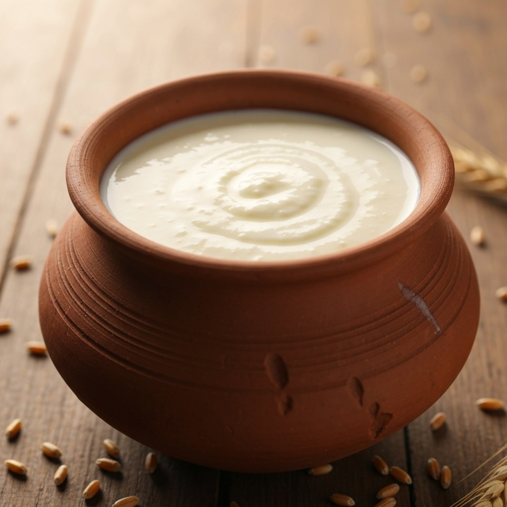 Curd (dahi) served in an earthen pot